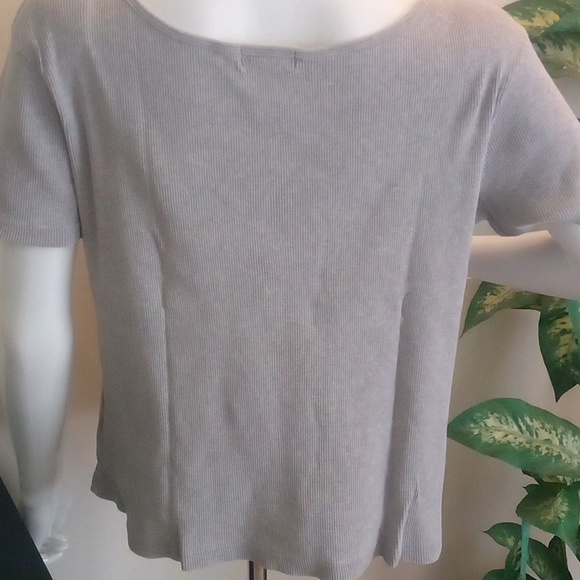 Jones New York Sports Finely Ribbed Gray T-Shirt - Size: XL - Picture 6 of 8